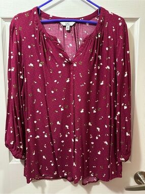 croft & barrow Plum Long-Sleeve Floral Tunic